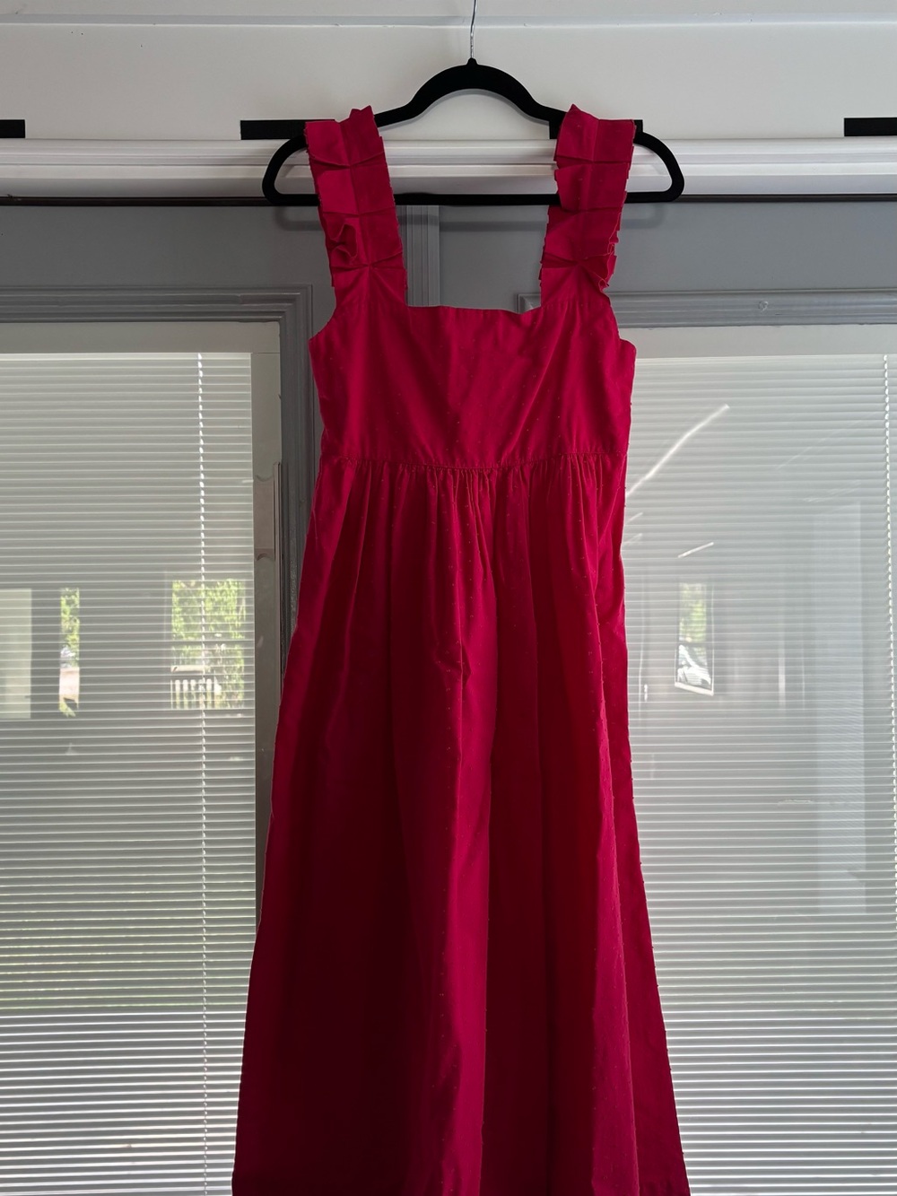 LAKE Women’s Ruffled Strap Midi Dress in Fuchsia